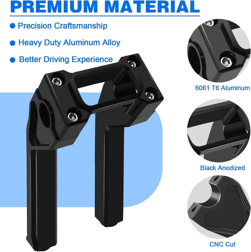VPZMT 8‘’ Tall Handlebar Risers with 1.0" Clamping Cover Area for Harley M8 Softail Sport Glide Street Bob Lowrider ST FXST 2018-2025 Models, 1.0" Pullback - Image 4